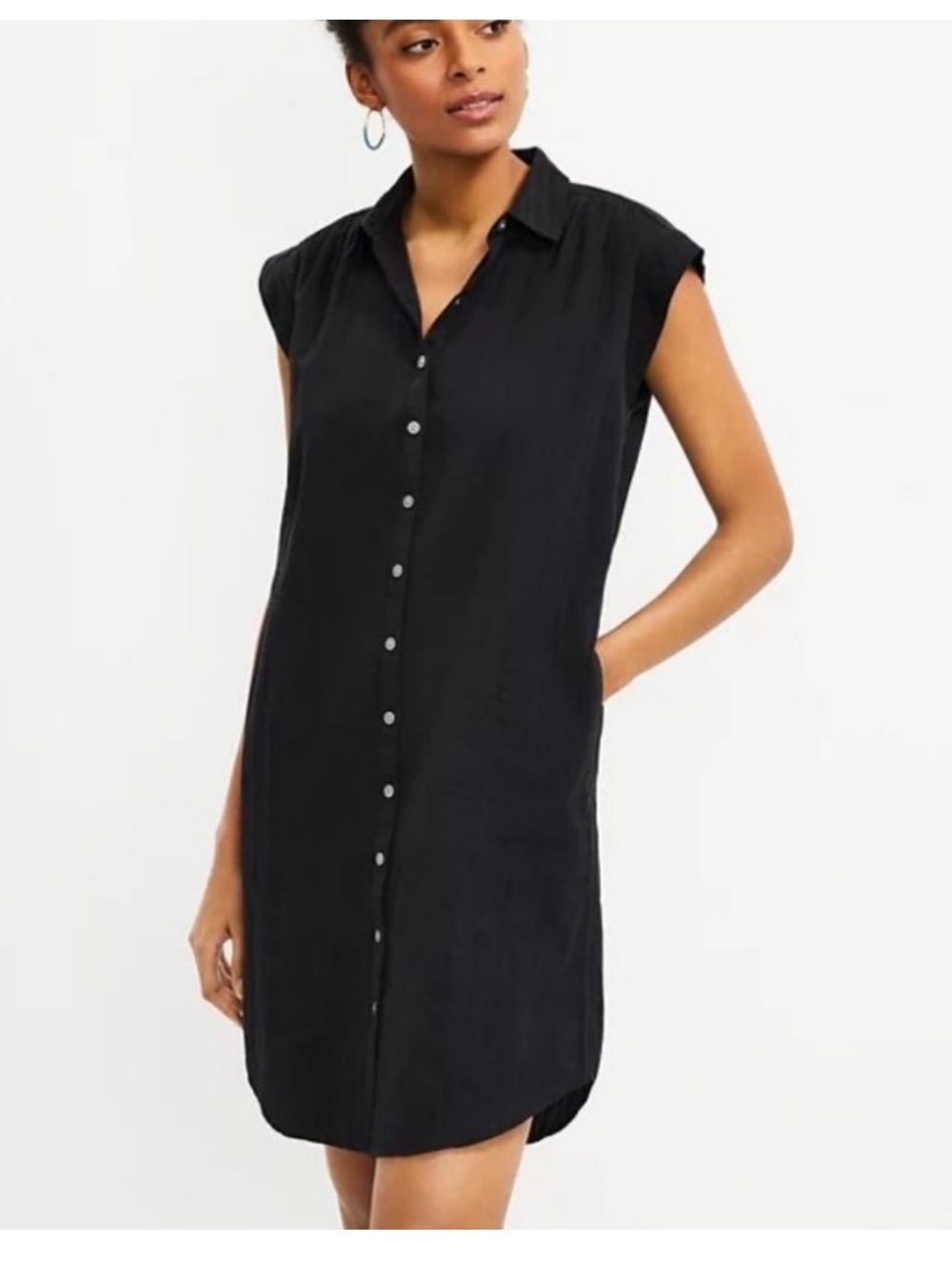 Loft dolman sleeve short sleeve black shirt dress - small - NWOT